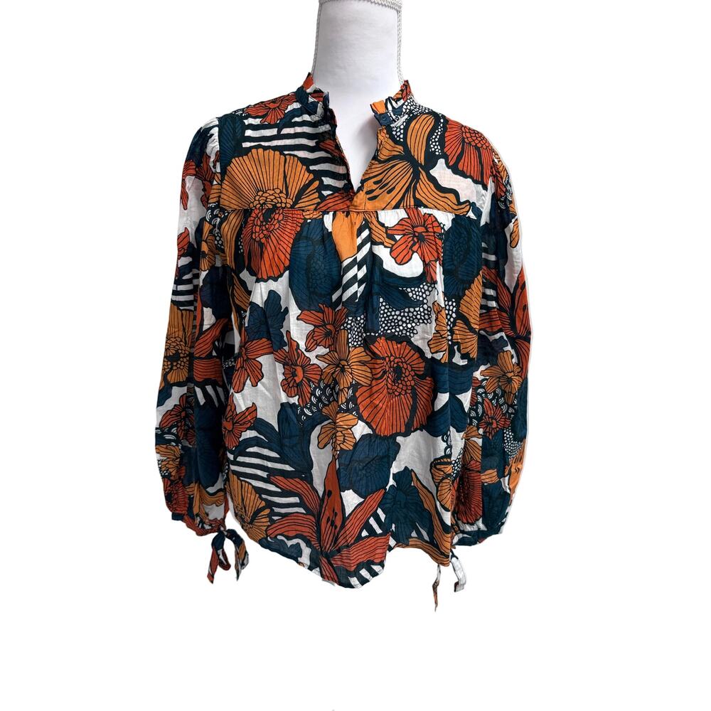 Warm semi sheer long sleeve blouse